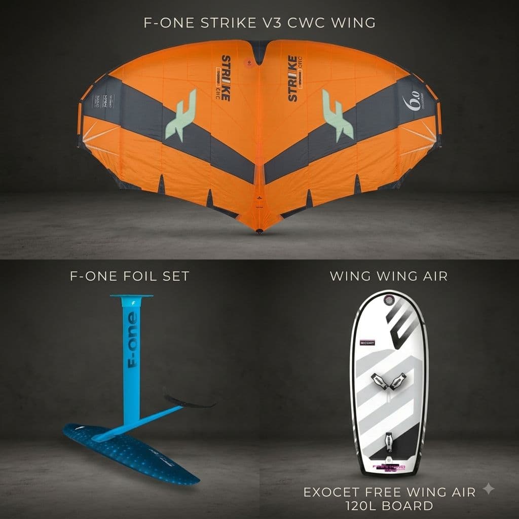 Equipo Wingfoil F-ONE Strike V3 CWC 6.0m y Tabla Exocet 120L